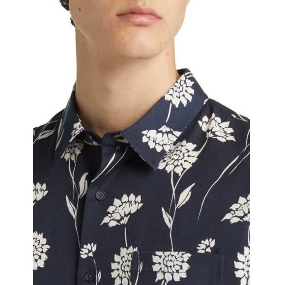 Vince Nomad Floral Short Sleeve Button-Up Coastal Navy Shirt Mens Size XXL - Picture 3 of 13